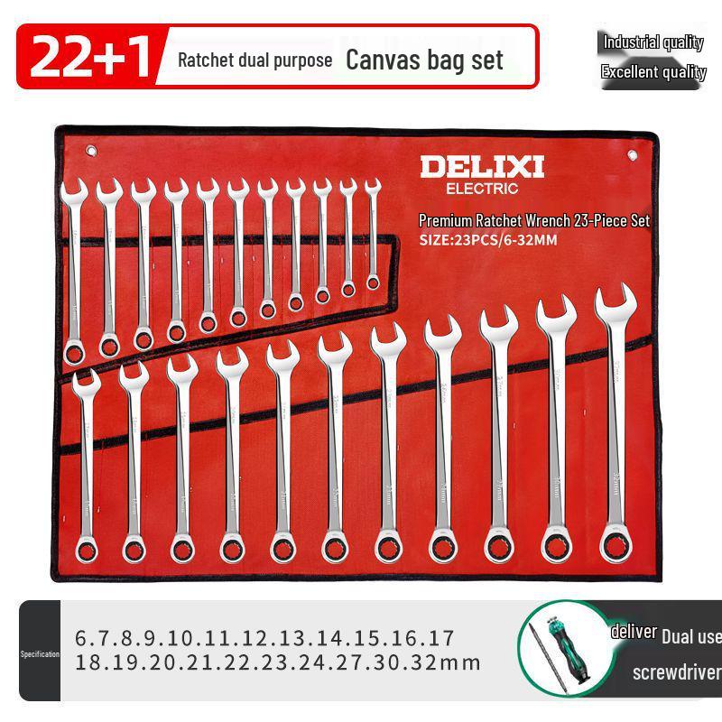 Adjustable Ratchet & Open-End Wrench Tool Set