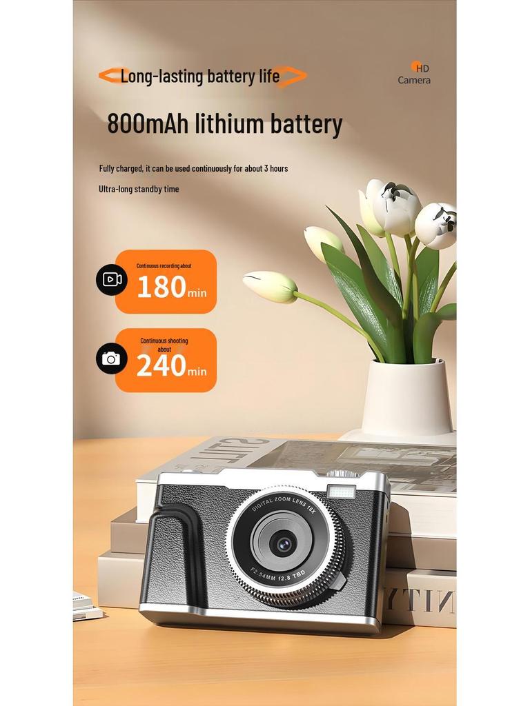 4K HD Mini Schönheits-Selfie- und Partykamera für Schüler und Kinder - Dual-Objektiv, Multifunktional