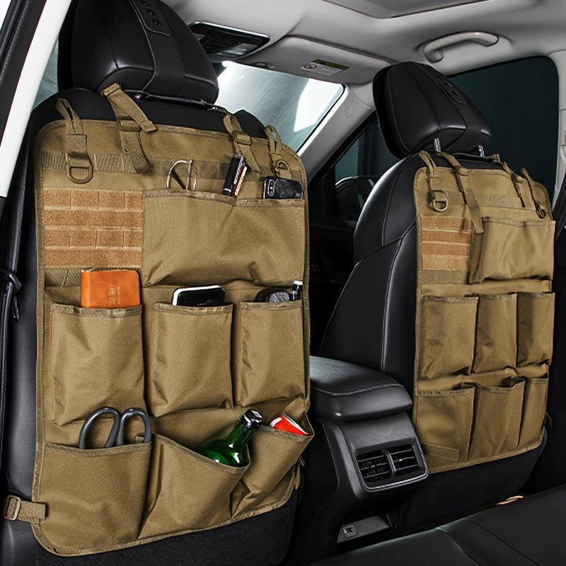 Universal Vehicle Seat Back Organizer Military Style Camo Storage Bag with 7 Pockets Tactical Auto Organizer for Car Truck SUV