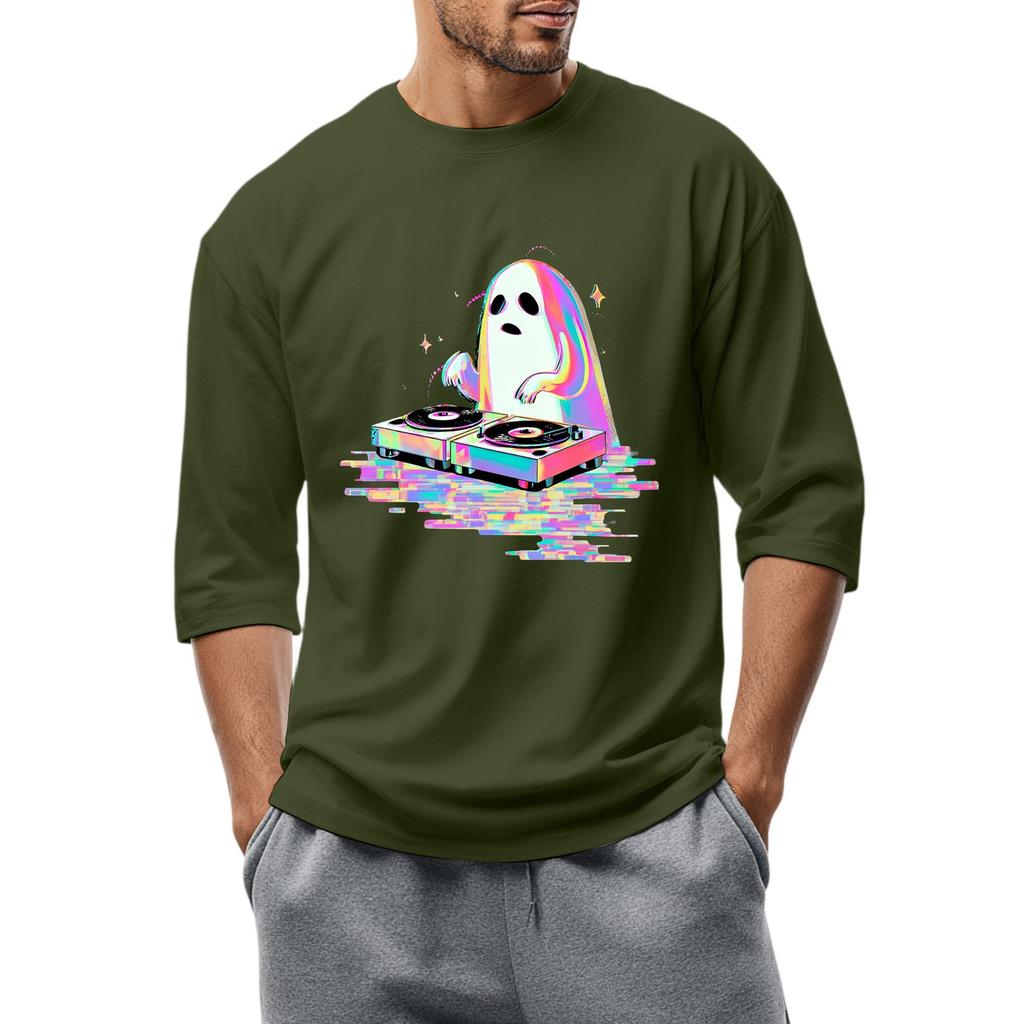 Men'S Round Neck Three-Quarters Sleeve Top Casual Fashion T-Shirt