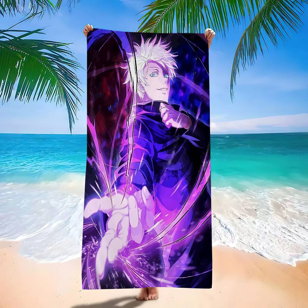 Toalla de Playa de Microfibra Impresa Anime Jujutsu Kaisen Satoru Gojo Escalada de Montaña Playa Natación Correr Absorbente Suave