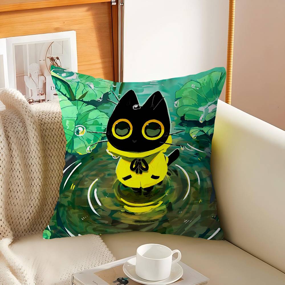 

Cute Black Cats Pillow Covers Cartoon Sofa Decorative Home Double-sided Printing Short Plush Cute Cushion Cover 16x16Inch