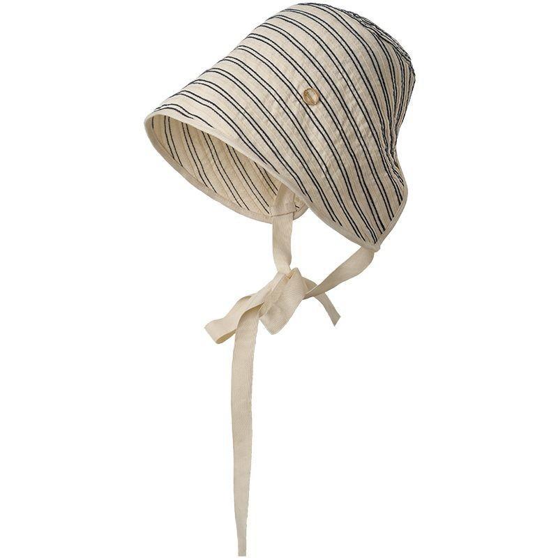 Ribbon Women Striped Fisherman Hat Wide Brim Foldable Summer Sun Hat Sun Protection Solid Color Sunshade Hat