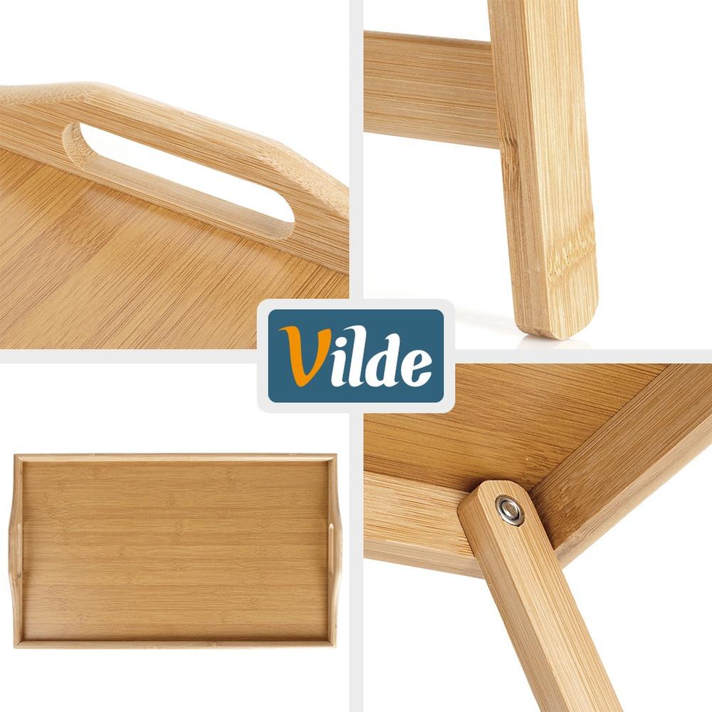 Stolik Bambusowy Śniadaniowy Pod Laptop Składany Taca Deska do Łóżka 2w1