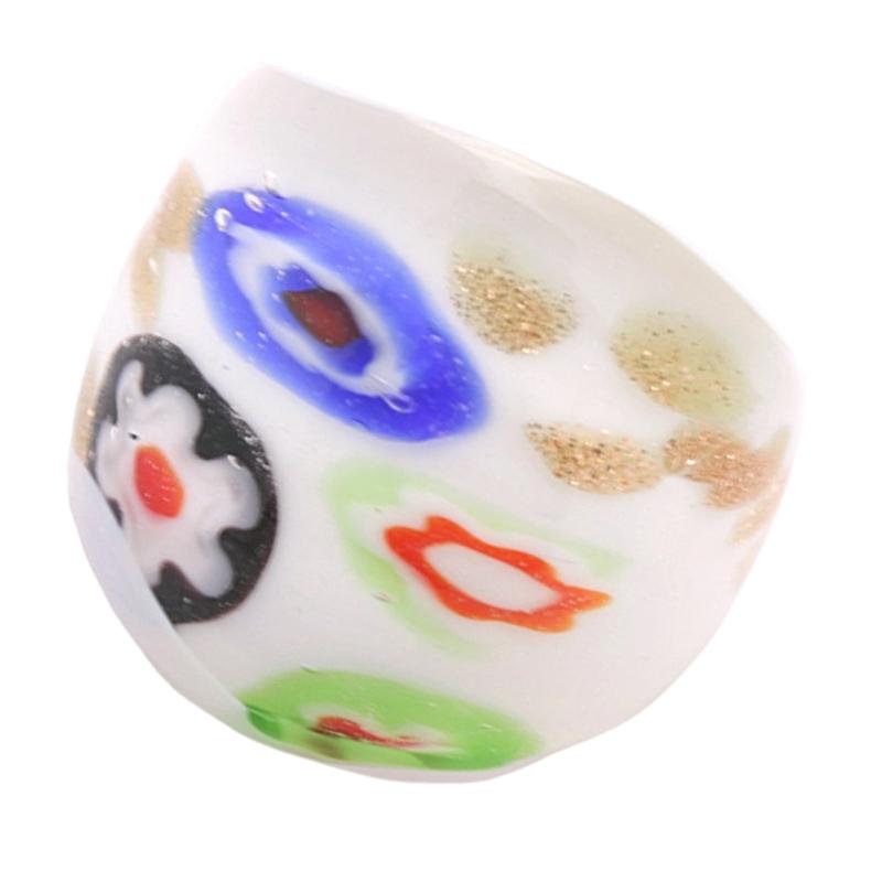 Fashionable Glass Ring with Ethnic Patterns and Gold Sand Finger Ring Jewelry Accessory for Parties and Festive Event