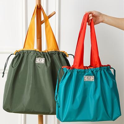 Ladies Double Shoulder Bag, Tote Bag, Reusable Shopping Bag, Shoulder Backpack, Large Capacity, Easy Fold Rectangle Shape, Polyester Material