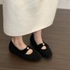 New Style Interior Height Increasing Gentle Evening Shoes Gray Shoes for Women 2026 Autumn Winter Velvet Mary Jane Hairy Shoes