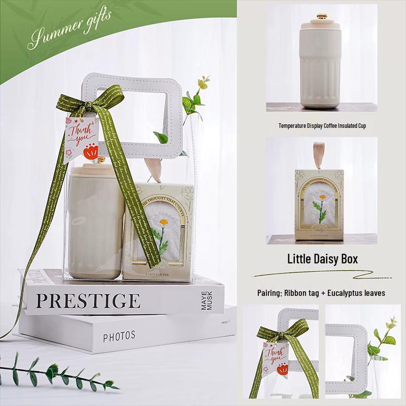 Portable Glass Thermos Cup Gift Set with Towel