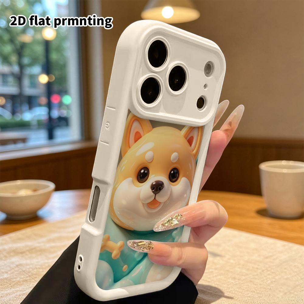Phone Case: 2D flat design suitable for iPhone 18 17 16 15 14 13 Pro protective case, Shiba Inu head, perfect Christmas and Halloween holiday gift