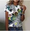 2025 Casual Sports Women's T-shirt Summer New Style Garden Collar Short Sleeve Fresh Floral Loose Lightweight Fabric Casual