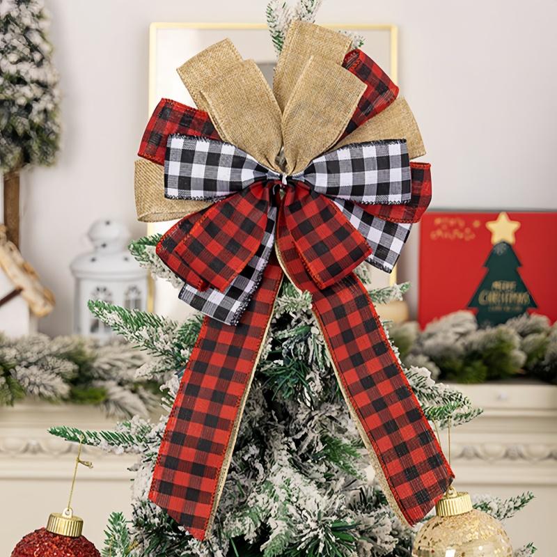 1 Piece of Red Christmas Wreath, Bow, Outdoor Decoration, Velvet Sequins,reindeer Bow, Outdoor Use During the Christmas Holiday