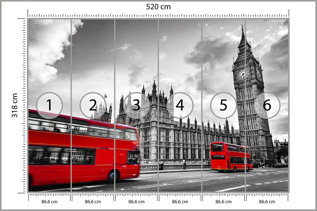 Photomural London Black And White  Structural Vinyl 520x318