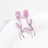 Gold Plated Tulip Stud Earrings Women Colorful Cubic Zirconia Rose Leaf Drop Earrings Minimalist Dainty Jewelry Gift:VE1824