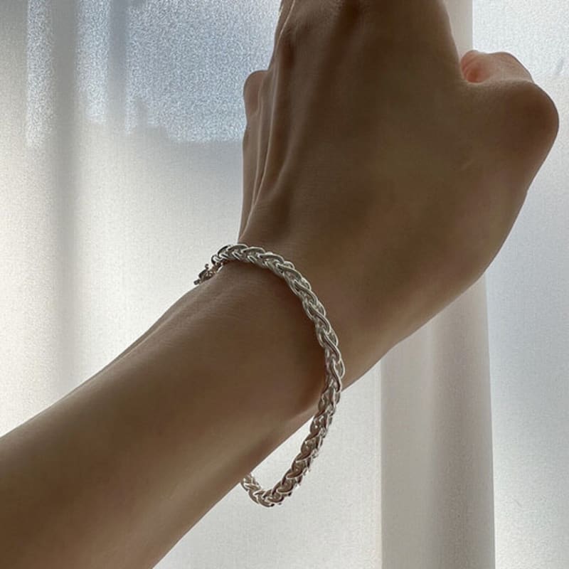 Mosxe [925silver] Solid Chain Bracelet (2color)