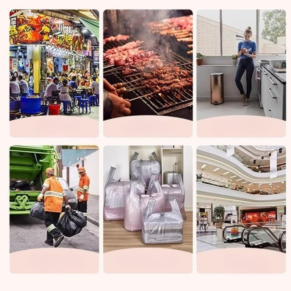 Disposable Extra-Thick Vest-Style Garbage Bags, Large Household Plastic Trash Bags with Handles for Kitchen/Bathroom/Bedroom, Heavy-Duty RQSL-BH-3962
