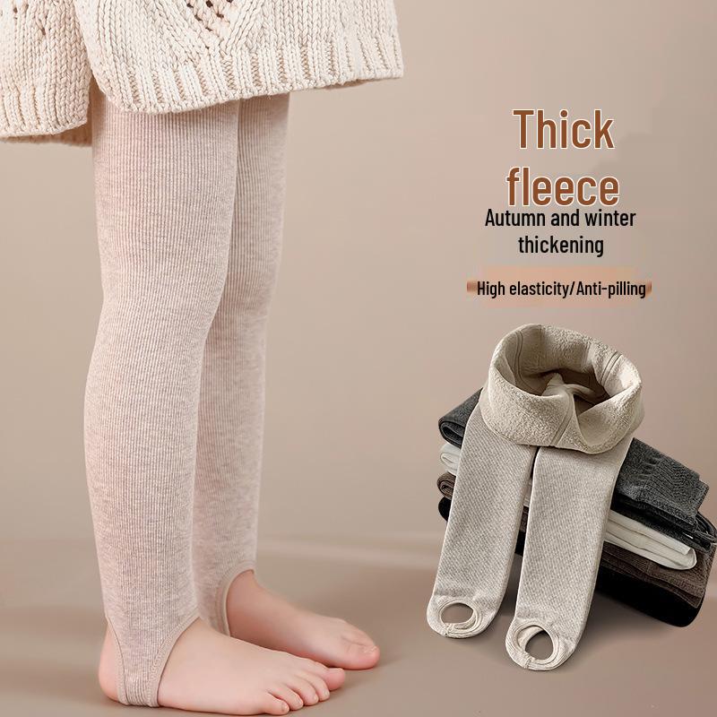Girls' Winter Fleece Tights: Warm Footed Baby Bodysuit and Thick Children's Leggings