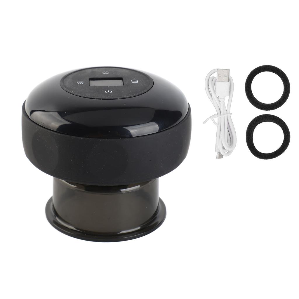 Electric Cupping Therapy Massager Negative Pressure 6 Gears Hot Compress Gua Sha Massage Machine Black