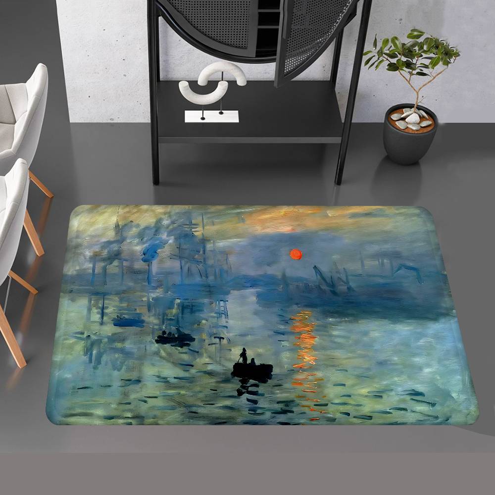 World Famous Painting Art Category Floor Mat Retro Multiple Choice Living Room Kitchen Rug Non-Slip Modern Home Decor