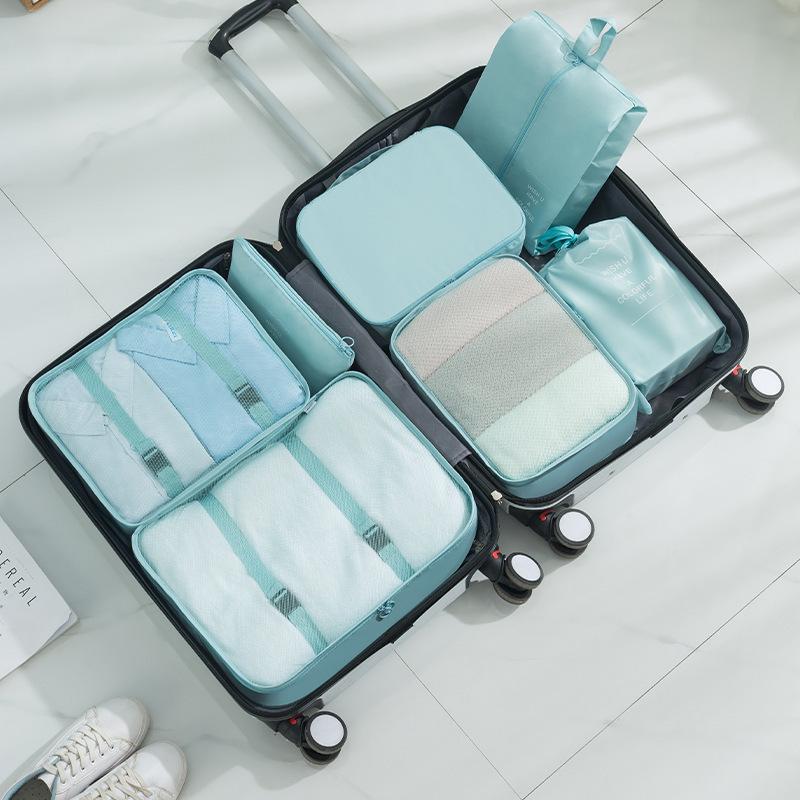 7pcs Travel Portable Luggage Organizer Bags Save Space Breathable Mesh Bag Clothing Classified Storage Bags Large Capacity Pouch
