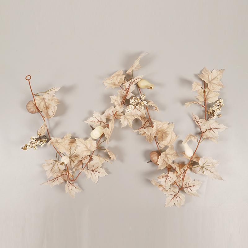 Autumn White Maple Leaf Rattan Decor Pendant for Thanksgiving