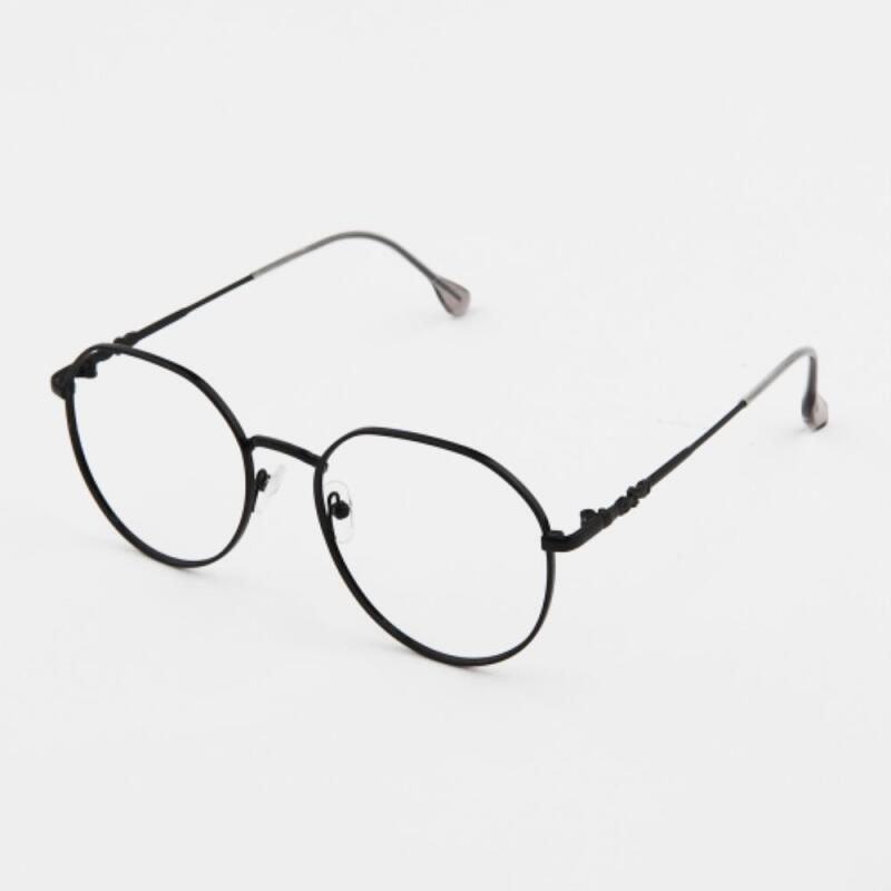 

Unisex black metal round thin glasses frame G1414_Black