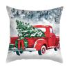 Winter Forest Snow Santa Claus Snowman Truck Wooden House Christmas Tree Gift Church Car Sofa Seat Decoration Pillow Cover