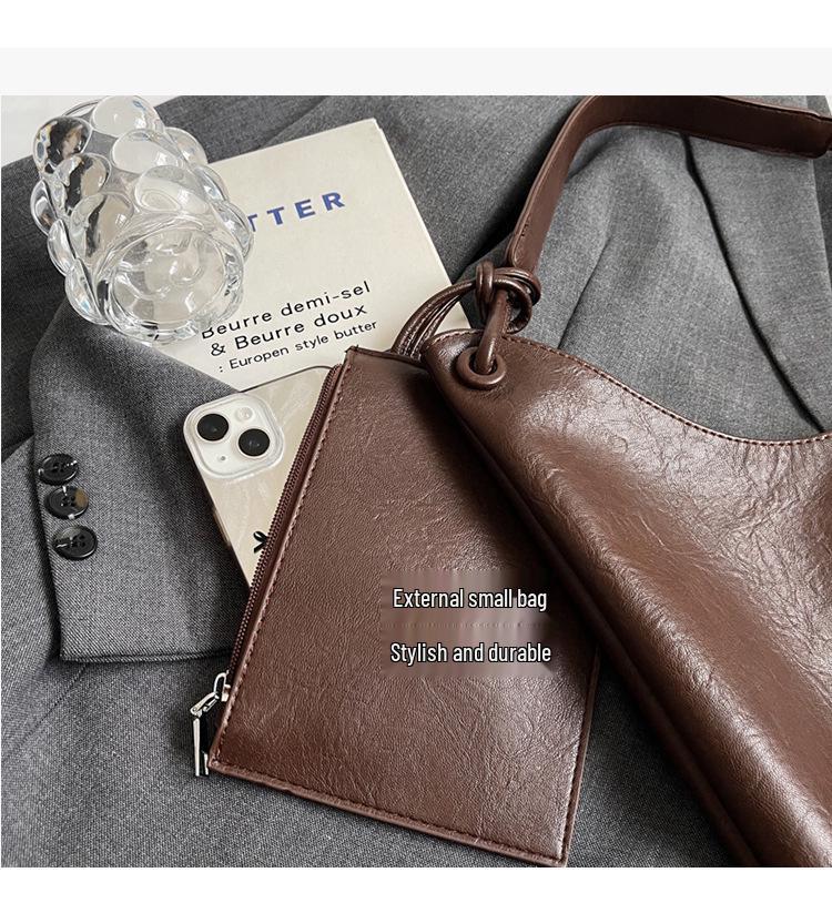 2024 Retro High-End Women's Tote: Fashionable, Simple, Large Capacity Shoulder Bag for Work and Commute