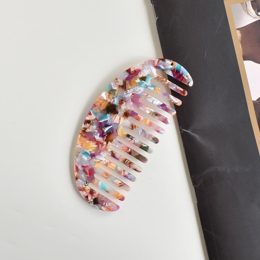 1 Pièce Peignes Demi-Ronds Antistatiques Dents Larges Acétate Brosses à Cheveux Extérieur Coloré Accessoires de Coiffure de Salon de Coiffure