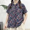 1116 Sommer Neu Damen Revers Japanisches Baumwollhemd Lockeres Hemd Oberteil Bedruckt Retro Literarischer und Künstlerischer Stil