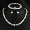 46024 Set Imitation Pearl Jewelry Set Adjustable Length Necklace Ear Studs Bracelet Set