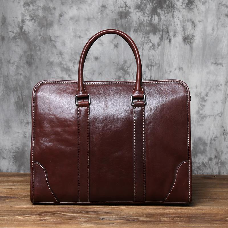 NZPJ Genuine Leather Men Briefcase Primitive natural cowhide Handbag Vintage Casual Computer Bag Fashion Crossbody Bag