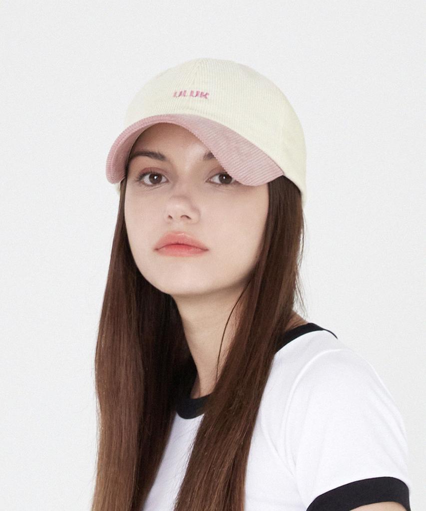 ULUK Essential Embroidered Corduroy Color Block Ball Cap_Pink
