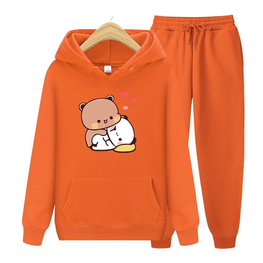 Bubu and Dudu Hoodie Love Heart Women Hoodie Set Aesthetic Graphic Kawaii Bubble Tea Hoodies Anime Sweatshirts Hoodie Set