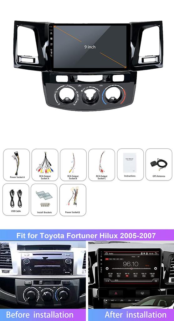 MISONDA IPS Android Car Radio Stereo for Toyota and Vigo with GPS and Android Auto Free Camera and Microphone 9-inch Fortuner, Hilux, Revo,