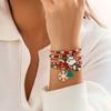 5pcs Cute Cartoon Adjustable Size Women's Knitted Bracelet Set with Santa, Snowflake, and Bell Charms, Perfect for Casual Attire