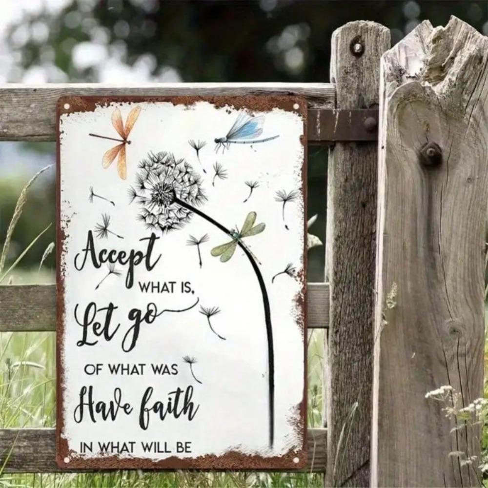 Dandelion Motivational Tin Wall Art 8x12 Inch Rustic Home Decor Metal Sign