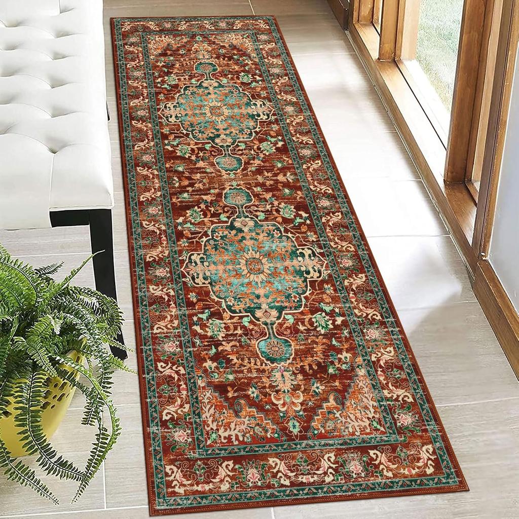 Tappeto a Passatoia Boho Stile Etnico Vintage Antiscivolo Tappeto da Cucina Assorbente Resistente allo Sporco Ingresso Lavanderia Soggiorno