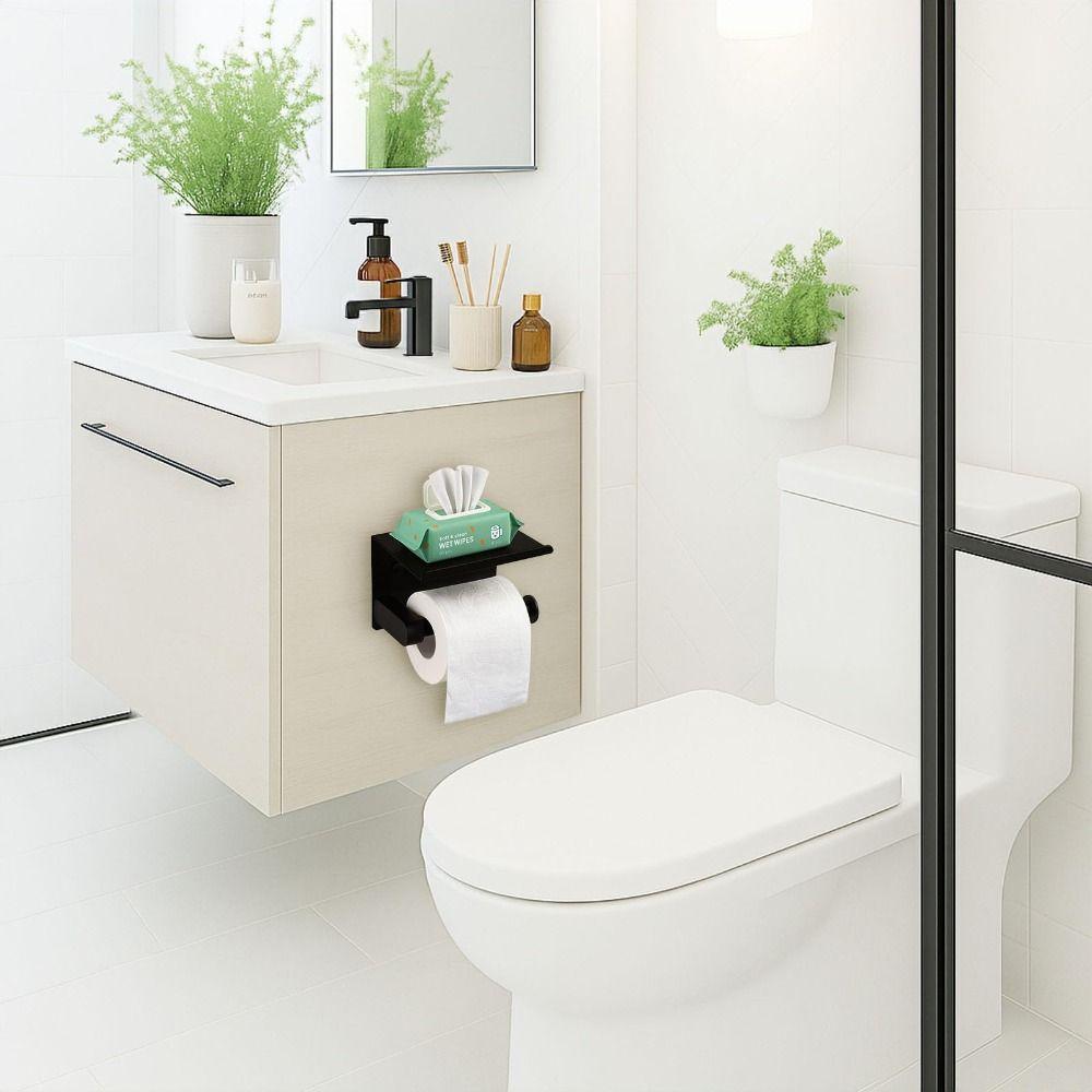 Stainless Steel Toilet Paper Holder Rustproof Anti Fingerprint Tissue Roll Holder Self Adhesive Wall Mounted