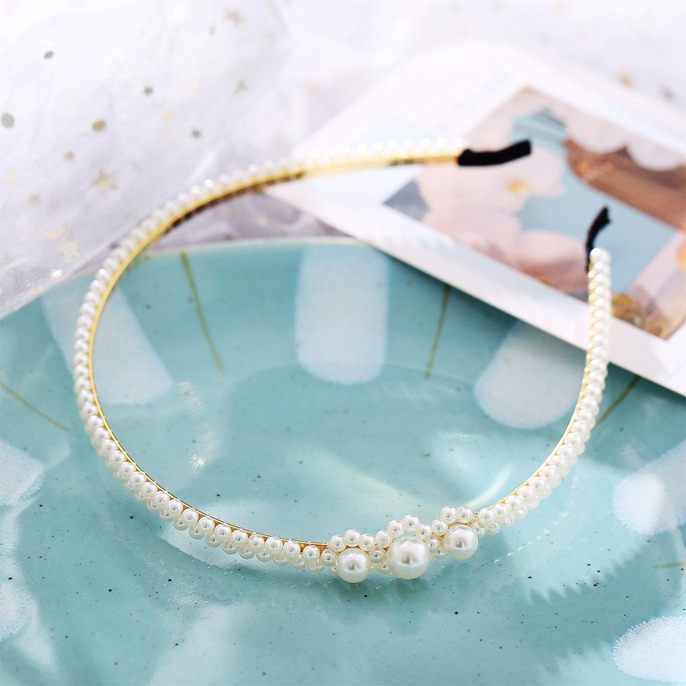 Modyle Fashion Full Pearl Hairbands Elastic Flower Women Hair Hoop Bands Headband Bezel Girls Hair Accessories Headdress