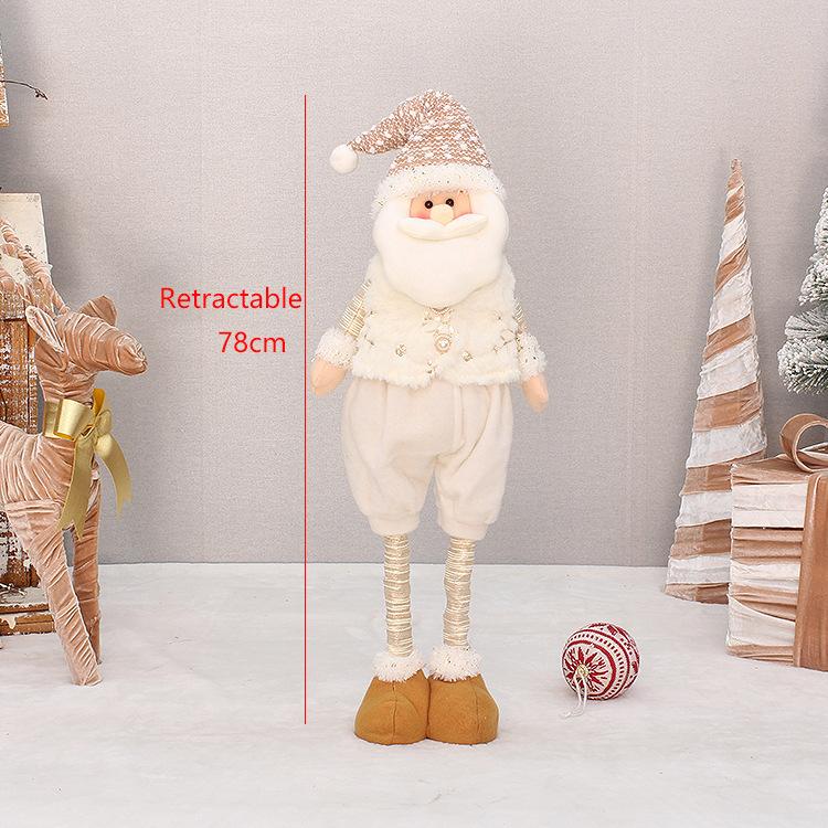 Off-gold fabric sitting retractable old man snowman doll light-colored Christmas ornament ornament