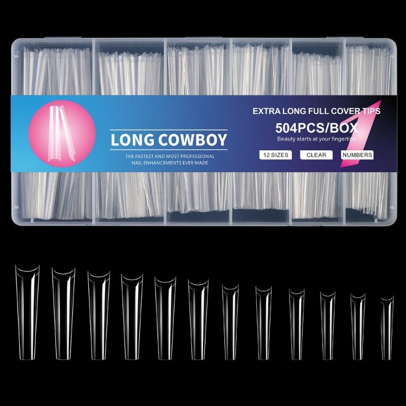 

Salon Quality Press On Nail 504pcs Long Coffin Fake Nail ABS Construction Easy Application for Home DIY Manicure