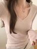 Pure Desire V-Neck Sheer Sun Protection Cover-Up: Spring/Summer Slim Fit Low-Cut Knit T-Shirt for Women