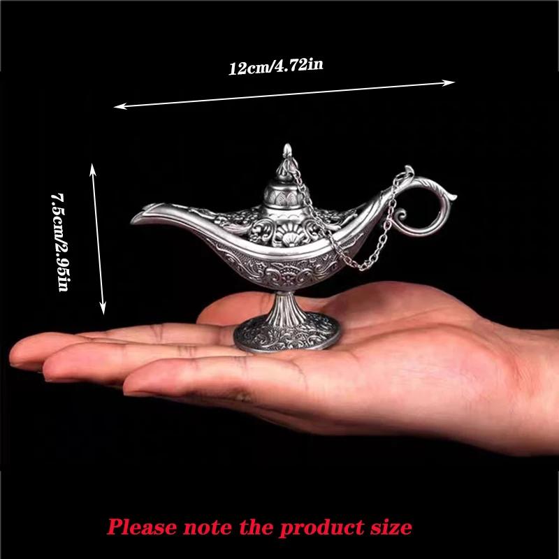 12cm(4.7")Klasik Nadir Oyuk Efsane Aladdin Sihirli Cin Lambaları Buhurdanlıklar Retro Dilek Yağ Lambası Ev Dekorasyonu Hediye