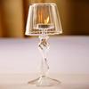 European Style Transparent Glass Desk Lamp Shaped Candlestick with High Foot Striped Candlestick and Creative Home Decoration