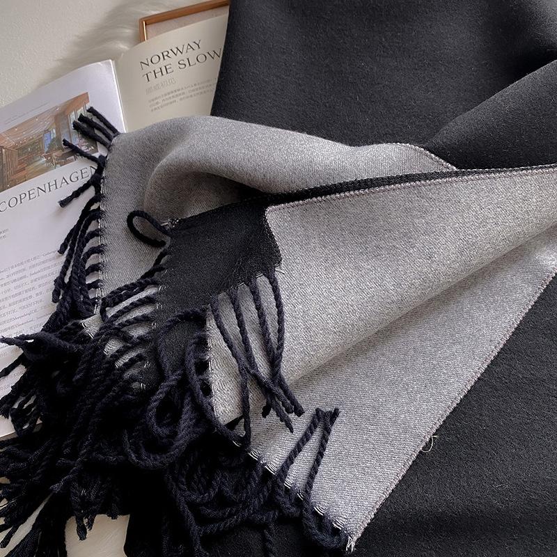 Weicher doppelseitiger Kaschmir-Imitat-Schal und Stola für Damen, Koreanischer Stil, schlicht, verdickt, Herbst- und Winterschal