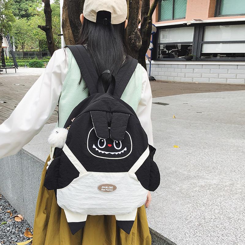 Schoolbag ugly cute funny middle school student schoolbag Japanese cartoon overalls Labu cloth small backpack light waterproof backpack women