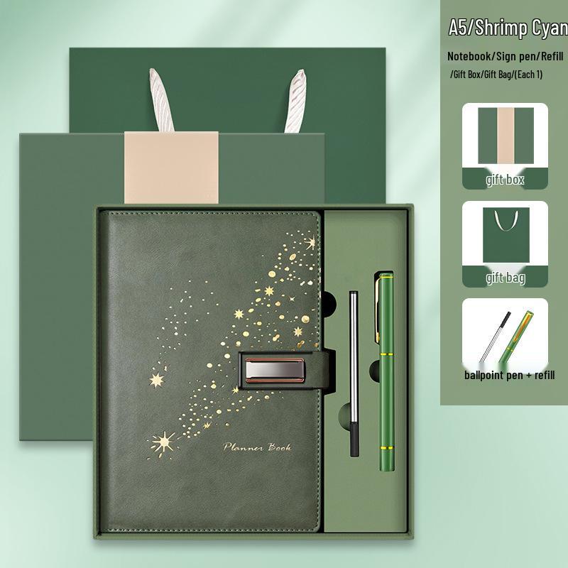 Set de regalo de cuaderno Star Double Line 2026: Libro de registro de reuniones de negocios y oficina de mayor grosor