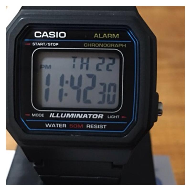 Casio YOUTH series - silicone small squares, fashionable and simple retro small squares, LCD display, sports waterproof, quartz movement, W-217H-1AVDF