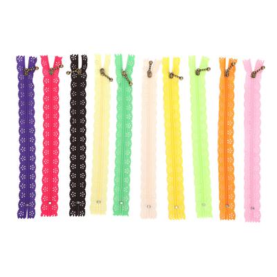 10 Uds. Cremallera de encaje estilo mixto forma de seda de brote No.3 accesorios de ropa de costura de nailon 20cm