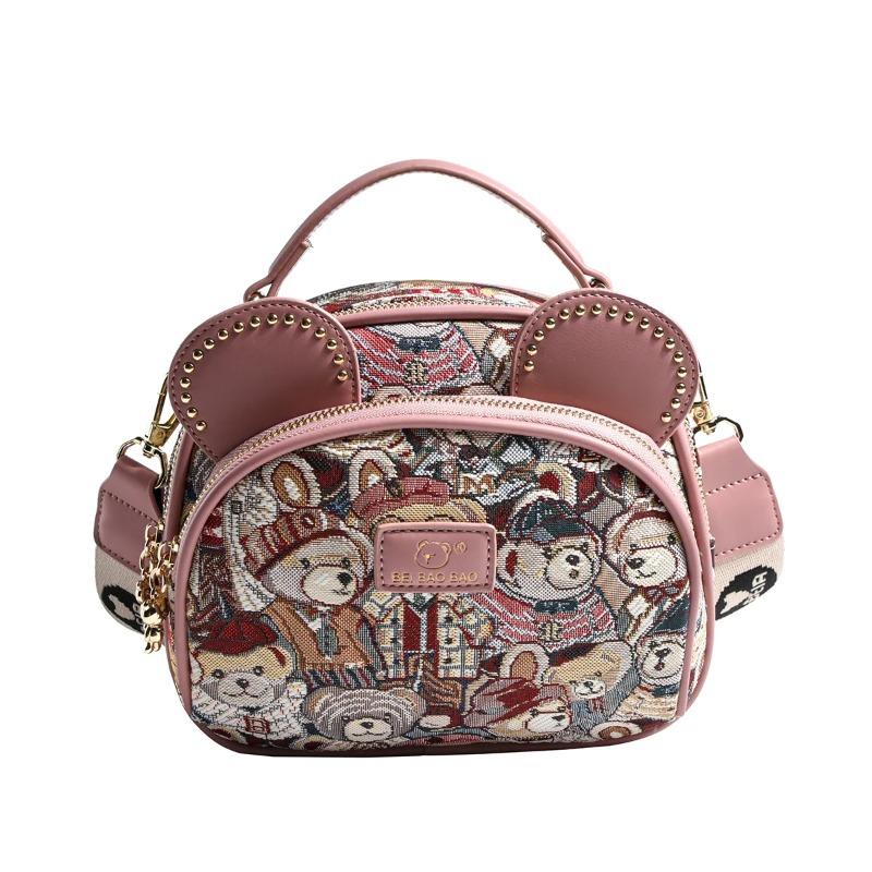 Canvas Cute Little Bear Bag Crossbody Phe Bag Women's Single Oulder 2026 New Sweet Cool Sle Daily Use Round Ape